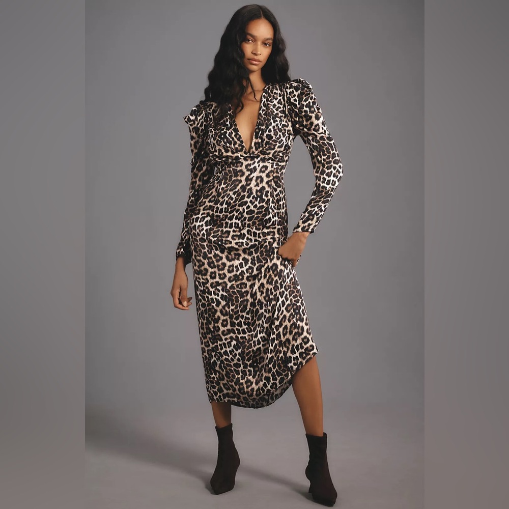 Anthropologie Farm Rio Leopard Midi Dress